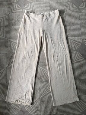 PerfectWhiteTee Wide-Leg Cream Velvet Lounge Pants